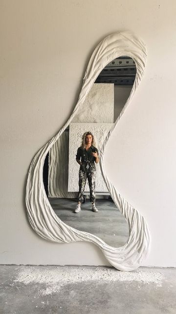 Studio hARTe on Instagram: "Mirror mirror on the wall... Hyping myself up in front of my new mirror installation!🔥 What do you think? #StudiohARTe #texturedart" Wall Decor Living Room Ideas, Modern Neoclassical, معرض فني, Living Room Ceiling Wallpaper, Painted Front Porches, Wall Aesthetic, Cool Kids Bedrooms, Mirror Installation, Painting Concrete Porch