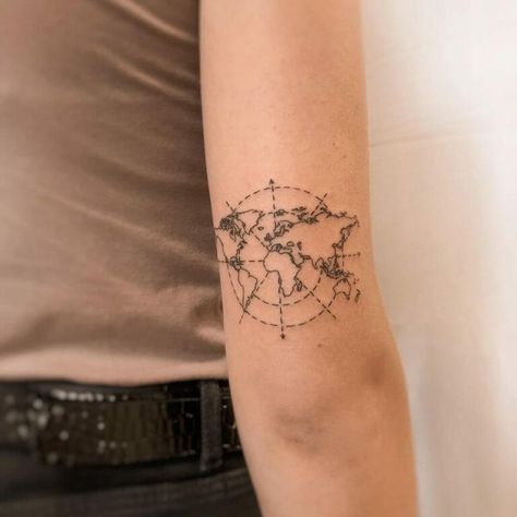 101 Best Geography Tattoo Ideas That Will Blow Your Mind! - Outsons Gis Tattoo, Geography Tattoo Ideas, Geology Tattoo Ideas, Geographic Tattoo, Geography Tattoo, Geology Tattoo, World Map Tattoo, Vintage Tattoo Sleeve, Globe Tattoo