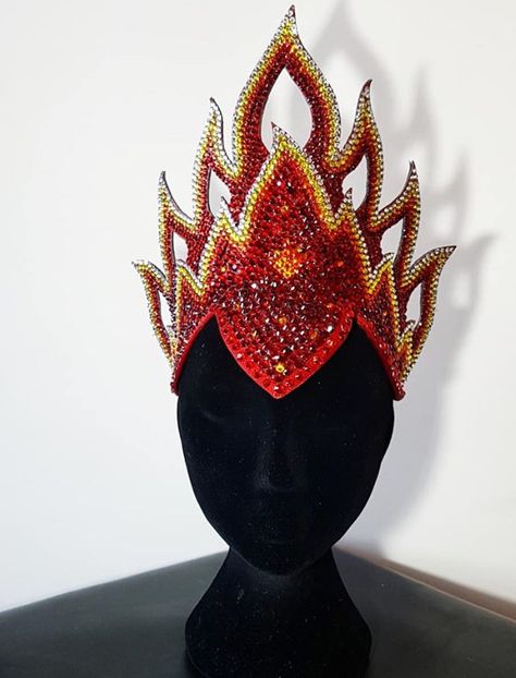 Flame Headpiece, Fire Headdress, Fire Headpiece, Fire Crown, Phoenix Costume, Fire Costume, Competition Skating Dress, Cardboard Costume, Dance Competition Dress