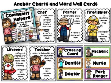 Community Helpers Anchor Charts and Word Wall Cards Helper Chart, Community Jobs, Communities Unit, Community Helpers Unit, Community Helpers Preschool, Community Workers, Classroom Lesson Plans, Theme Activities, Preschool Projects