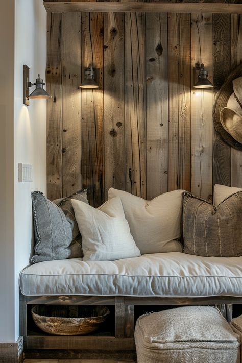 Embrace rustic charm with elegant flair using 40 modern rustic cottage bedroom ideas. #ElegantRusticity #ModernRustic Rustic Country Interior, Minimal Cabin Interior, Rustic Master Bedrooms Decor Cozy Cabin, Tiny Cabin Living Room, River Home Decorating Ideas, Cabin Furniture Ideas, Rustic Cottage Interiors, Rustic Modern Cabin, Country Cottage Bedroom