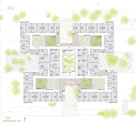 Gallery of Peter Rosegger Nursing Home / Dietger Wissounig Architekten - 22 School Floor Plan, Hospital Design Architecture, Hospital Plans, Hospital Architecture, Healthcare Architecture, Plans Architecture, Elderly Home, Home Design Floor Plans, Hospital Design