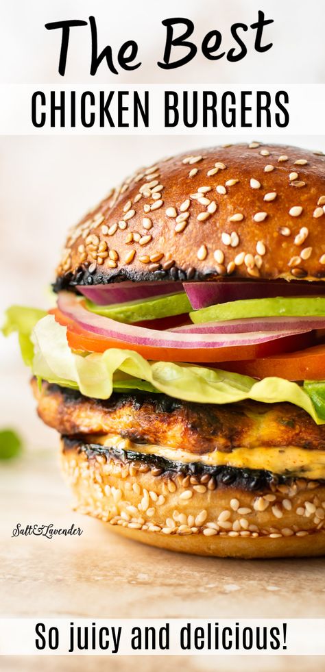 Chicken Burger Recipe Healthy, Chicken Burger Patty Recipe, Chicken Burgers Healthy, Homemade Burger Sauce, Homemade Chicken Burgers, Ground Chicken Recipes Healthy, Chicken Patty Recipes, Chicken Burger Recipe, Grilled Chicken Burgers