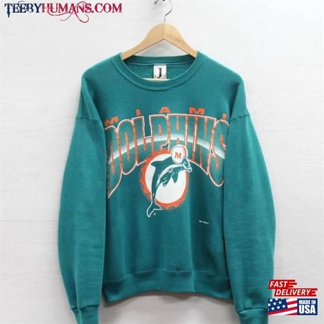 Miami Dolphins Sweatshirt, Football Crewneck, Miami Dolphins Football, Vintage Miami, Dolphins Football, Nfl T Shirts, Retro T Shirt, Miami Dolphins, Classic Tv