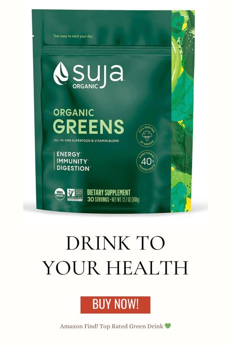 Suja Organic Greens Powder Probiotic Blend, Spirulina, Daily Superfood Drink or Smoothie Mix for Immune Support, Digestion, & Energy, Vegan, Gluten Free, Non GMO. Click link to purchase or read reviews. 🥬💚🥬 #greendrink #suja #organic #wellness #amazondeals #amazonaffiliatelink #topratedgreendrink Healthy Packaging, Superfood Drinks, Powder Packaging, Green Superfood Powder, Green Packaging, Greens Powder, Spirulina Powder, Smoothie Mix, Green Superfood