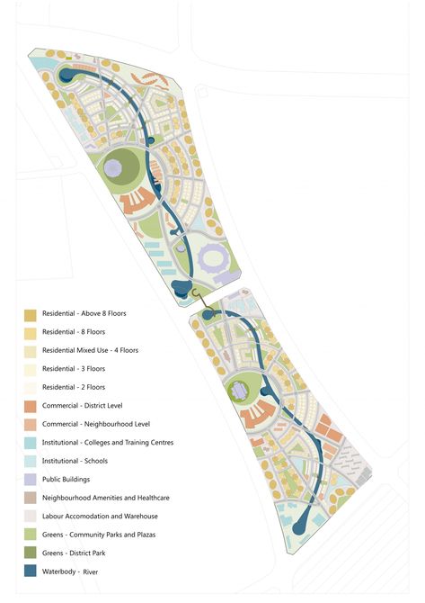 New Town Master Plan & Urban Design in Dubai - Shilpa Architects Master Plan Concept Diagram, Bubble Diagram Urban Planning, Master Plan Architecture Concept, Urban Design Concept Master Plan, Master Plan Urban Design, Master Plan Concept, Master Plan Architecture, Urban Master Plan, Master Plan Design