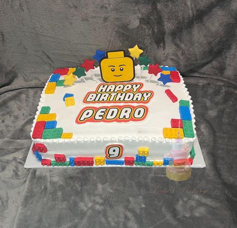 Lego Sheet Cake, Easy Lego Cake, Half Sheet Cake, Lego Birthday Cake, Lego Themed Party, Sheet Cake Designs, Birthday Quotes Inspirational, Birthday Sheet Cakes, Birthday 5