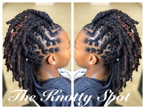 #locs #barreltwist #mohawk Loc Hawk Styles, Loc Mohawk Styles Dreadlocks, Locs Mohawk Styles Women, Mohawk Dreadlocks Women, Mohawk Locs For Women, Mohawk Loc Styles Black Women, Loc Styles Mohawk, Mohawk Dreadlocks, Cute Buns For Medium Hair