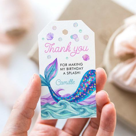 Mermaid Birthday Pool Party Thank you Gift Tags Mermaid Loot Bag Ideas, Mermaid Giveaways, Mermaid Birthday Party Favors, Return Gifts For Kids, Birthday Pool Party, Mermaid Theme Birthday Party, Mermaid Party Favors, Birthday Giveaways, Mermaid Invitations