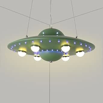 Flying Saucer Light, Funky Hanging Lights, Alien Bedroom Aesthetic, Fun Light Fixtures, Alien Lamp, Alien Bedroom, Alien Saucer, Cool Chandeliers, Cool Light Fixtures