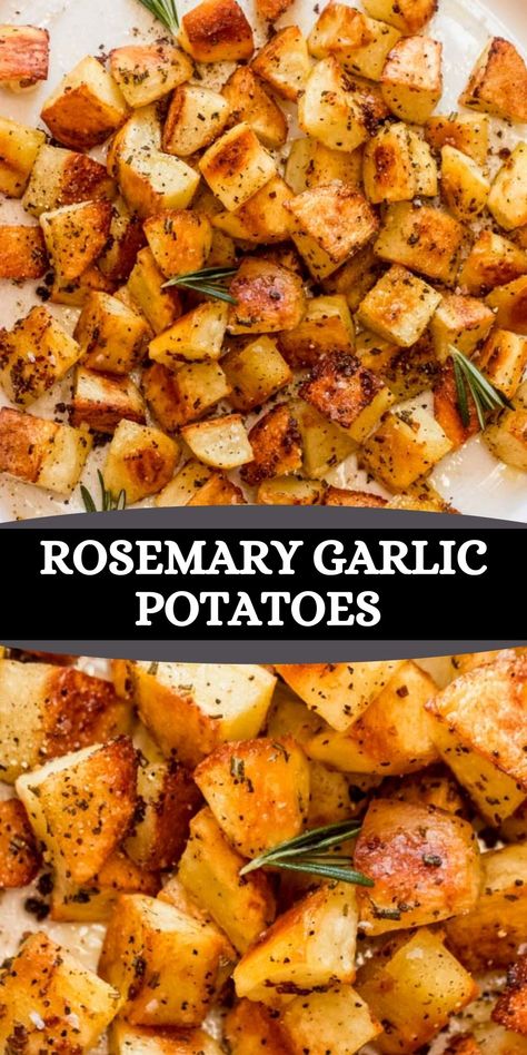 Cheesy Garlic Roasted Potatoes, Red And White Potato Recipes, Garlic Rosemary Roasted Potatoes, Pan Seared Potatoes Recipes, Oven Rosemary Potatoes, Pan Potatoes Recipes, Roasted Rosemary Potatoes In Oven, Pan Seared Potatoes, Rosemary Parmesan Potatoes