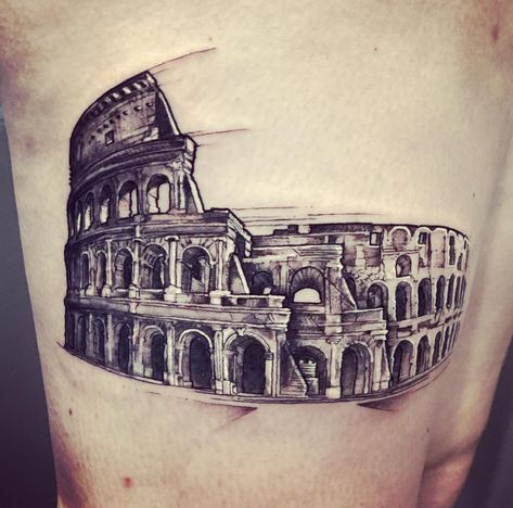 Colleseum Rome Tattoo, Colosseum Tattoo Design, Coliseum Tattoo, Colosseum Tattoo, Spqr Tattoo, Kurt Tattoo, Justin Tattoo, Roman Tattoo, Red Dragon Tattoo