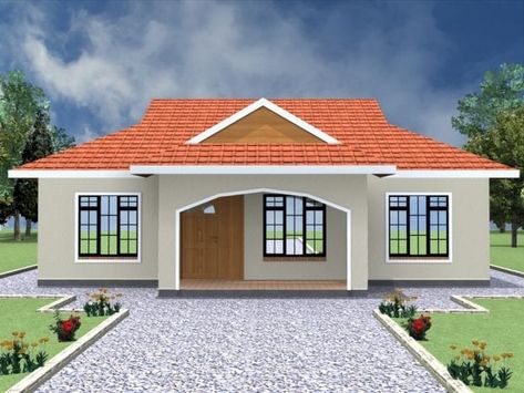 House Plans 10.7x10.5 With 2 Bedrooms Flat Roof - House Two Bedroom House Design, House Designs In Kenya, 2 Bedroom House Design, Modern Bungalow House Plans, Round House Plans, Three Bedroom House Plan, Bungalow Style House, Bungalow Style House Plans, Affordable House Plans