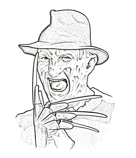 Freddy Krueger Coloring Pages, Horror Movie Tattoos Ideas Simple, Freddy Tattoo Design, Freddy Krueger Art Drawing, Jason Tattoo Stencil, Freddy Krueger Stencil, Freddy Krueger Sketch, Freddy Krueger Tattoo Stencil, Horror Artwork Drawings