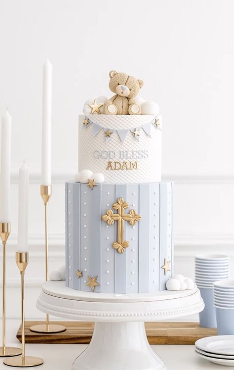 Baby Blessing Party, Baby Boy Christening Cake, Baby Dedication Cake, Boy Communion Cake, Baptism Cake Boy, Baptism Decorations Boy, Christening Themes, Dedication Cake, Christening Cake Boy