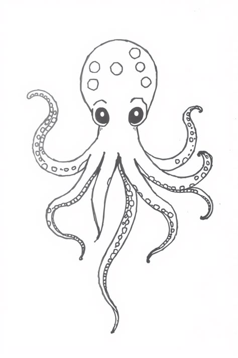 Check Out This Simple Octopus Doodle Drawing & 12+ Other Octopus Drawing Ideas! #drawingideas #drawinginspiration Octopus Posca Art, Octopus Vector Illustration, Octopus Lino Print, Cartoon Octopus Drawing, Octopus Sketch Simple, Tattoo Ideas Template, How To Draw An Octopus, Octopus Drawing Easy, Simple Colorful Drawings