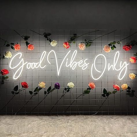 Large Good Vibes Only Neon Sign Wall Decorations, Big Neon Lights for Bedroom, LED Neon Signs for Wall Decor, Wedding, Game Room, Party, Bar Decor, Cafés, Shops, Warm White Wall Lights-56×13 in 20% Coupon is currently available! Party Bar Decor, Good Vibes Only Neon Sign, Neon Lights For Bedroom, Neon Lights Bedroom, Light Logo, Neon Sign Wall, White Wall Lights, Lights For Bedroom, Party Bar