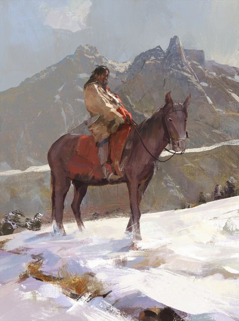 ArtStation - Brush_6, Liang Mark Jackson Hole Art, Cowboy Artists, American Impressionism, Native American Paintings, Native American Warrior, Western Paintings, Representational Art, American Painting, Native American Artists