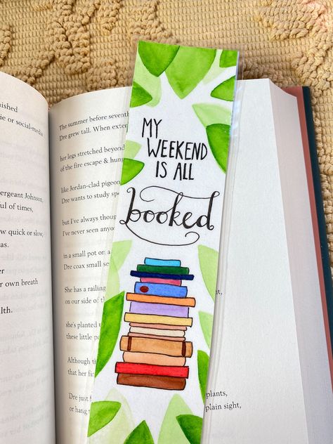 My Weekend is All Booked Quote Bookmark - Etsy Canada My Weekend Is All Booked, Handmade Bookmarks Diy, Diy Crafts Bookmarks, Creative Bookmarks, Bookmark Craft, Watercolor Bookmarks, Cute Bookmarks, Diy Bookmarks, Book Markers