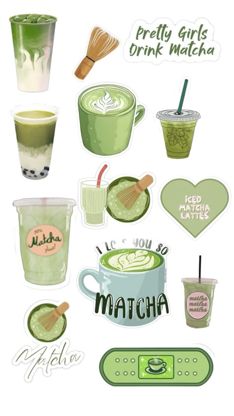 Matcha Business, House Outfit Ideas, Matcha Sticker, Medical Wallpaper, Matcha Drink, Scrapbook Template, Drink Stickers, Iced Matcha, Positive Words Quotes