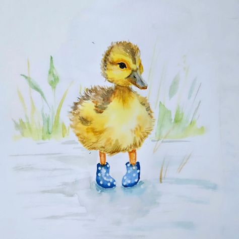 Splash splosh #PaintedAcornArt #duckling #ducklingart #ducklingwatercolour #April #Aprilwatercolour #ducklingpainting April Watercolor, Watercolour Duck, Watercolor Duck, Cute Ducklings, Diy Watercolor Painting, Little Duck, Diy Watercolor, Bird Decor, Water Painting