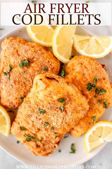 Fried Cod Fish Recipes, Air Fryer Cod Recipe, Air Fryer Cod, Cod Recipes Healthy, Cod Fillet Recipes, Fried Cod Fish, Fillet Recipes, Chicken And Yellow Rice, Air Fried Fish