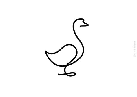 Single Line Art Animals, Sloth Minimalist Tattoo, Goose Tattoos For Women, Animal One Line Drawings, Goose Line Tattoo, Goose Line Art, Goose Tatoos, Simple Goose Drawing, Goose Line Drawing