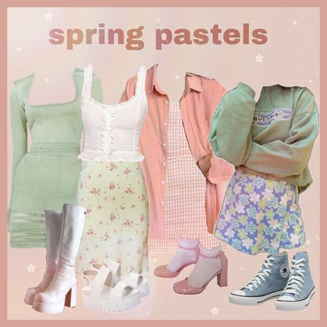 Danish Pastel Aesthetic Outfits Winter, Pastel Floral Outfit, Comfy Pastel Outfits, Lofi Aesthetic Outfits, Peach Aesthetic Outfit, Spring Pastel Outfits, Danish Pastel Outfits, Outfits Cute Aesthetic, Pastel Outfits Aesthetic