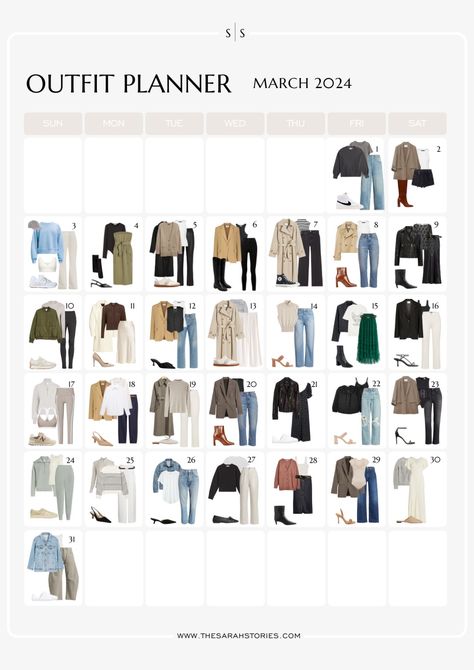 March Outfit Ideas 2024, March 2024 Outfits, March Outfits 2024, 7x7 Challenge, Spring 2024 Outfits, Spring Trends 2024, Monthly Outfit Planner, March Outfit Ideas, March Moodboard