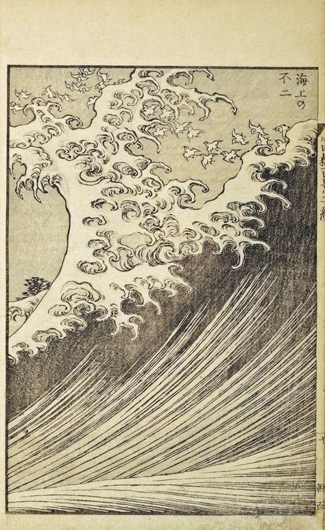 Scientific Tattoo, Japanese Myth, Wave Drawing, Harvard Art Museum, Kerala Mural Painting, Japanese Water, Japanese Waves, Japanese Illustration, Finger Waves