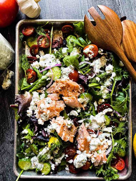 Greek Feta Salad, Greek Salmon, Salmon Dill, Feta Dressing, Best Tuna Salad Recipe, Thai Beef Salad, Feta Salad Recipe, Dill Salmon, Salmon Salad Recipes