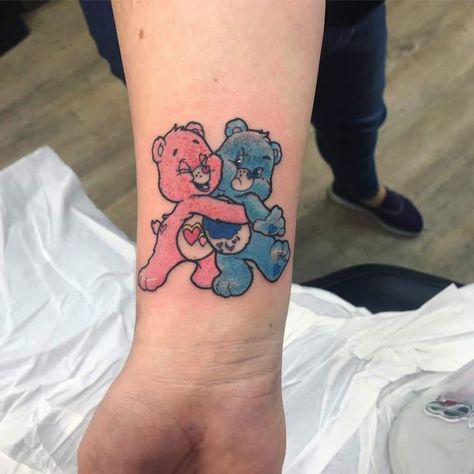 My care bear tattoo Care Bear Tattoo, Neon Tattoos, Grandchildren Tattoos, Tattoo Dream, Care Bear Tattoos, Bear Tattoo Designs, Choppy Haircuts, Mommy Tattoos, Bear Tattoos