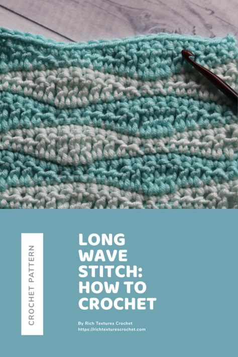 Long Wave Crochet Pattern, Crochet Long Wave Stitch Blanket, Wave Crochet Blanket Pattern Free, Crochet Wave Stitch Tutorial, Wavelength Crochet Blanket, Crochet Waves Stitch, Long Wave Stitch Crochet, Wave Stitch Crochet Scarf, Wave Pattern Crochet Blanket