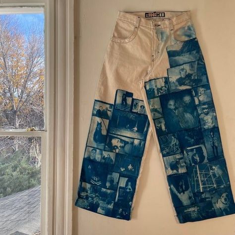 Cyanotype Pants, Cyanotype Jeans, Cyanotype Denim, Diy Clothes Design, Diy Vetement, Smart Auto, Painted Clothes, Upcycle Clothes, Diy Fashion