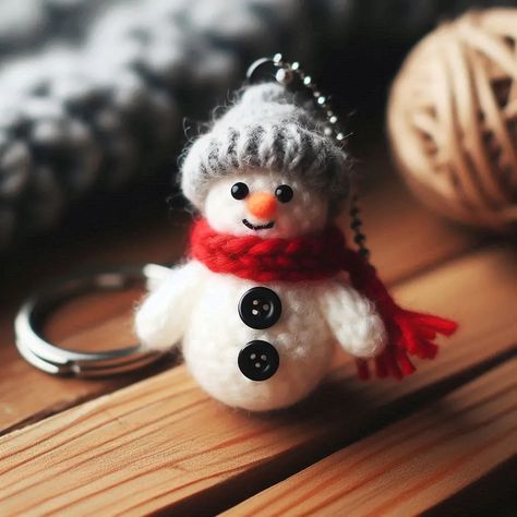 Crochet Snowman Keychain Pattern Crochet Christmas Brooch Free Pattern, Crochet Winter Keychain, Mini Snowman Crochet Patterns Free, Crochet Snowman Keychain, Small Crochet Snowman, Christmas Crochet Snowman, Crochet Mini Snowman, Christmas Crochet Keychain Pattern, Crochet Snowman Ornament Free Pattern