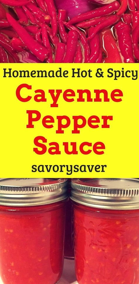 Hot Sauce With Cayenne Peppers, Hot Pepper Sauce Recipe, Cayenne Pepper Hot Sauce, Pepper Ideas, Make Hot Sauce, Cayenne Pepper Recipes, Sauce Ideas, Hot Sauce Recipe, Cayenne Pepper Sauce