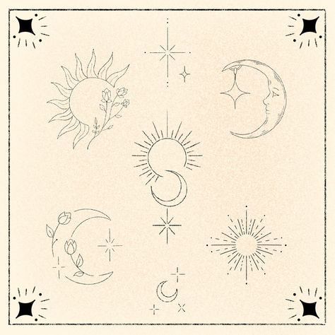 Celestial Fine Line Tattoo, Tattoo Layout, Moon Star Tattoo, Luna Tattoo, Celestial Tattoo, Shell Tattoos, Astrology Tattoo, Doll Tattoo, Planet Tattoos