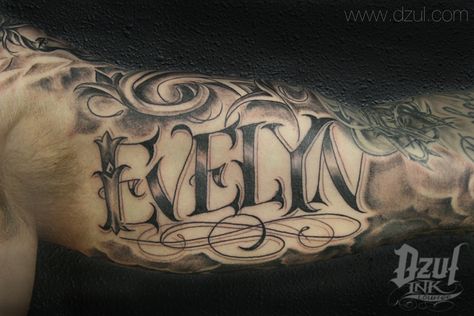 Evelyn amazing black and grey script inner arm tattoo - By Jacob @ dzul.com Evelyn Tattoo Name, Evelyn Tattoo, Evelyn Name, Tattoo Name Ideas, Inner Arm Tattoo, Tattoo Name, Name Ideas, Name Tattoo, Name Tattoos