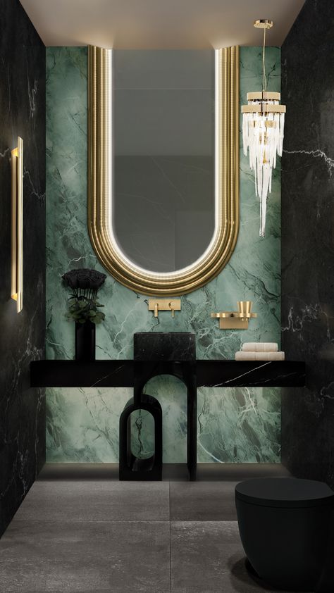 CRAFTING A TIMELESS LUXURY SANCTUARY IN YOUR BATHROOM SPACE Opulent Bathroom, Luxury Powder Room, Bathrooms Design, Luxury Toilet, Colorful Interior Design, Bathroom Decor Luxury, Luxury Bathrooms, Washroom Design, Bathroom Furnishings