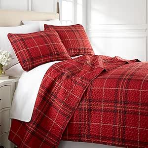 Southshore Fine Living, Inc. Vilano Plaid Collection, Premium Quality, Soft, Wrinkle & Fade Resistant, Easy Case, Oversized Quilt Cover Set with 1 Quilt Set and 2 Shams, King/California King, Red Oversized Quilt, Plaid Quilt, Fine Living, Quilted Sham, King Quilt, Reversible Quilt, Quilt Set, Queen Quilt, Fine Linens