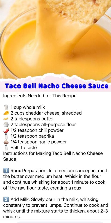 Copycat Taco Bell Cheese Sauce, Food Specials For Restaurants, Nacho Cheese Tacos, Churro Dipping Sauce Recipes, Taco Bell Nacho Cheese Sauce, Nacho Cheese Sauce With Velveeta, Old School Cafeteria Recipes, Famous Restaurant Recipes Copycat, Taco Bell Nacho Cheese Recipe