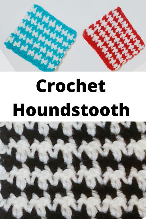 The crochet houndstooth is still popular to this day in tweed and wool fabrics. It is a two-tone pattern with abstract four-pointed shapes, most often in black and white.  This easy crochet houndstooth stitch is one is the simplest that I have found. We will be alternating single crochet and the double crochet stitch, then switching colors at the end of each row.  Free pattern include a video tutorial #crochetpatten #crochethoundstooth Handmade Crop Top, Classy Crochet, Crochet Vest Pattern, Crochet Cross, Double Crochet Stitch, Crochet Stitches Tutorial, Crochet Stitches Patterns, Crochet Stitch, Houndstooth Pattern