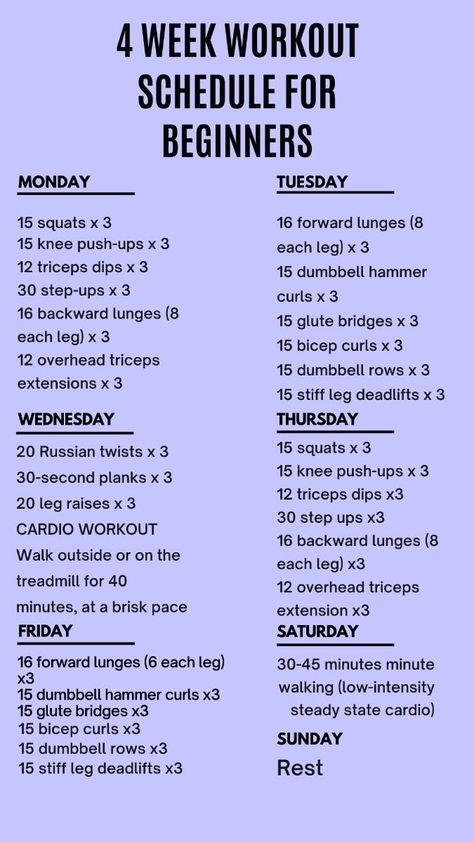 Workout At Home For Women, Beginner Workout Schedule, 4 Week Workout, Chocolate Benefits, Revenge Body, Gym Workout Plan For Women, Week Workout, Weekly Workout Plans, Workout Routines For Beginners