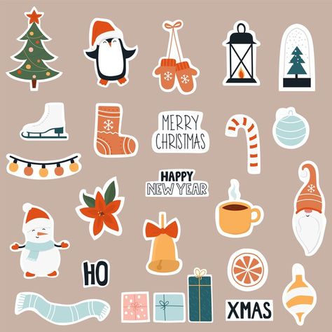 Christmas stickers Sticker Ideas Christmas, Christmas Design Aesthetic, Cute Christmas Stickers Aesthetic, Cute Christmas Stickers Printable, Aesthetic Christmas Stickers, Christmas Sticker Ideas, Christmas Stickers Aesthetic, Christmas Digital Stickers, Cute Christmas Stickers