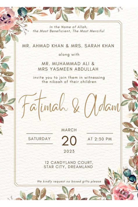 Rustic Wedding Invitation | Digital Invitation Design | Nikah Invitation | Customizable Nikah Template Background, Nikah Invitation, Digital Invitation Design, Nikah Certificate, Simple Wedding Invitation Card, Wedding Illustration Card, Wedding Invitation Posters, Engagement Invite, Nikah Decor