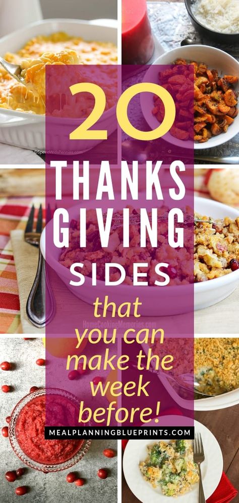 Turkey Dinner Side Dishes, Thanksgiving Recipes Make Ahead, Make Ahead Thanksgiving, Easy Thanksgiving Sides, Thanksgiving Vegetables Side Dishes, Thanksgiving Vegetable Sides, Thanksgiving Veggies, Thanksgiving Meal Plan, Thanksgiving Vegetables