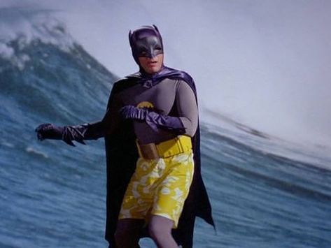 Batman surfing. 1966 Adam West Batman, Batman Comic Cover, 1966 Batman, James Gordon, Batman Tv Show, Dc Comics Collection, Batman 1966, Batman Tv Series, I'm Batman