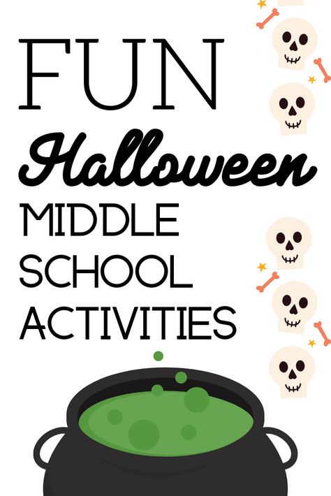 It can be a challenge to find age and educational appropriate Halloween activities for middle school. This is a list of 5 ways that you can keep learning and have fun for Halloween (even in Middle School) Fun Halloween School Activities, School Wide Halloween Activities, Middle School Fall Party Ideas, Middle School Halloween Dance Ideas, Halloween Activities For High School, Halloween Games Middle School, Easy Halloween Crafts For Middle School, Halloween Activities For Middle Schoolers, Halloween Social Studies Activities