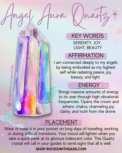 Crystal Healing Chart, Aura Quartz Cluster, Witch Spirituality, Crystals Healing Properties, Spiritual Crystals, Angel Aura Quartz, Crystal Healing Stones, Angel Aura, Crystal Meanings