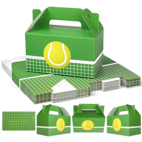 PRICES MAY VARY. Energetic sports elements: you will receive 16 packs of tennis-themed paper boxes, designed to add a sporty flair to any event; tennis treat boxes for team feature a striking tennis pattern that appeals to tennis fans alike, bringing a vibrant touch to the party scene Proper size: the dimension of the tennis party favors is 6.2 x 6.2 x 3.5 inches/16 x 16 x 9 cm, these tennis boxes for treats are a nice size for holding a variety of treats, including desserts, cookies, candies, a Tennis Goody Bags Gift Ideas, Sports Elements, Tennis Birthday Party, Tennis Ideas, Tennis Party Decorations, Tennis Team Gifts, Decor For Party, Tennis Camp, Tennis Birthday